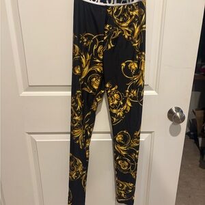 Versace Jeans Collection Black and Gold Women’s Leggings, SZ 0